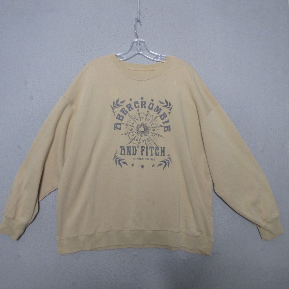 Abercrombie & Fitch Sweatshirt XL Soft A&F Tan Celestial Zodiac Oversized READ